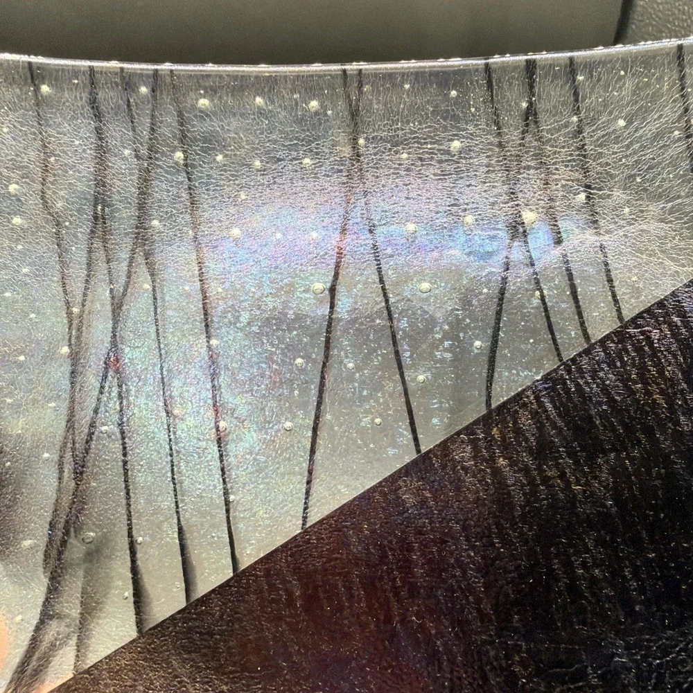 Kurt McVay Signed Dichroic Art Glass Tray Iridescent Fused Studio Glass Vintage
